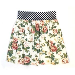 UO Urban Renewal Cream Flower Checker Waist Skirt